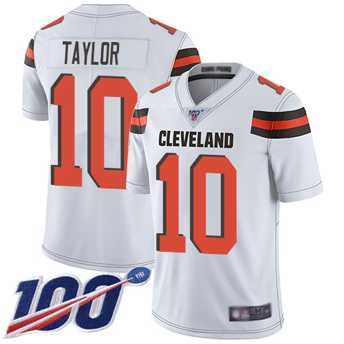 Cleveland Browns Taywan Taylor Men White Limited Jersey #10 NFL Football Road 100th Season Vapor Untouchable
